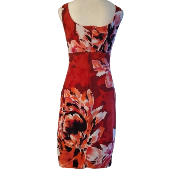 Bisou Bisou Red And Pink Floral Sleeveless Sundress With Pockets Midi Size 10 - Picture 6 of 7